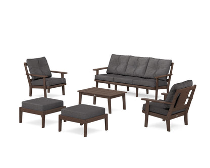 POLYWOOD® Prairie 6-Piece Lounge Sofa Set in Mahogany / Ash Charcoal