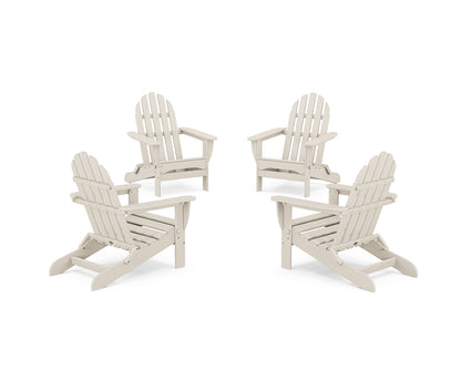 POLYWOOD® 4-Piece Classic Folding Adirondack Conversation Set in Sand