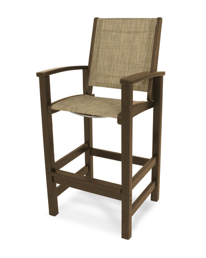 POLYWOOD® Coastal Bar Chair in Teak / Burlap Sling