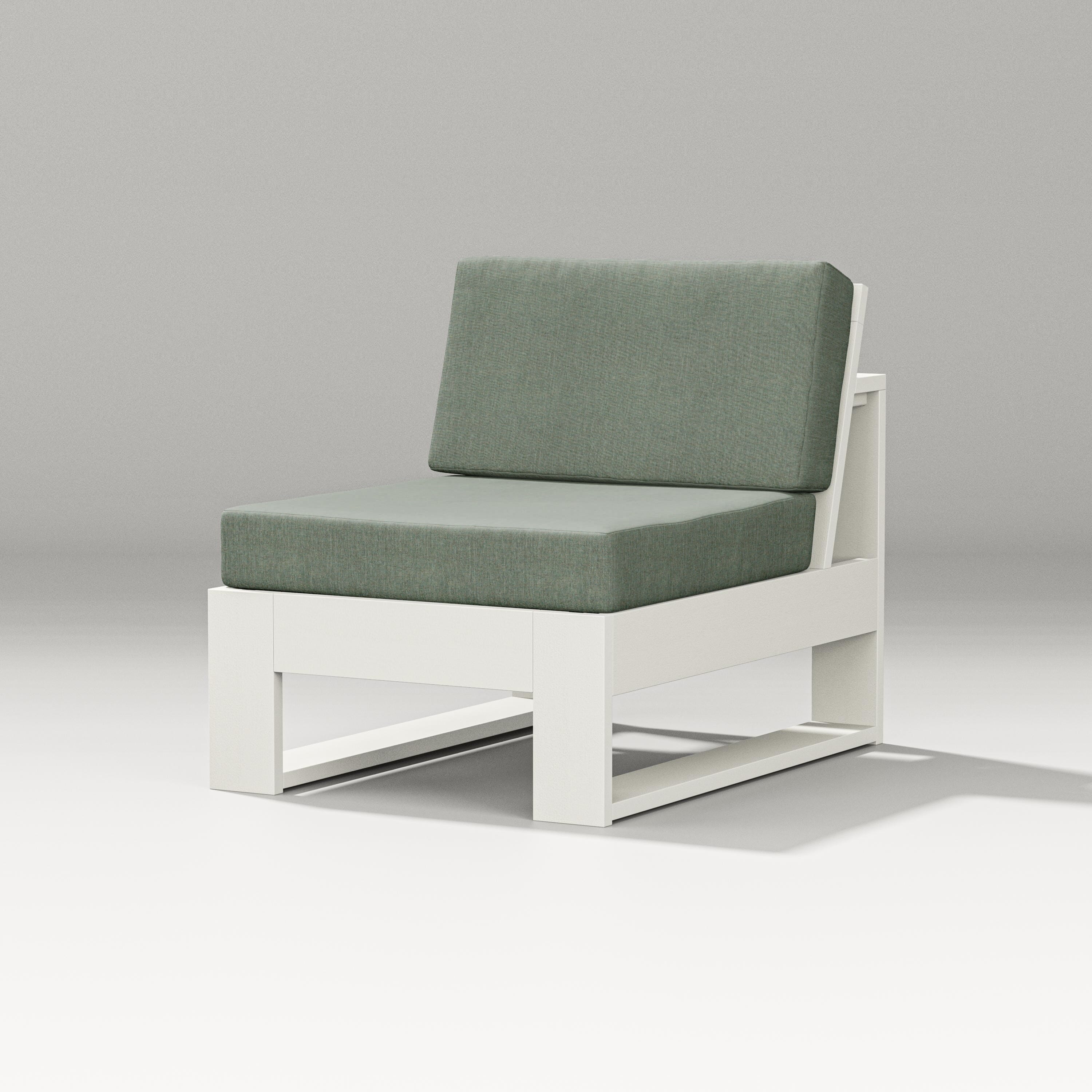 PW Designer Series Latitude Modular Armless Chair in Vintage White / Cast Sage