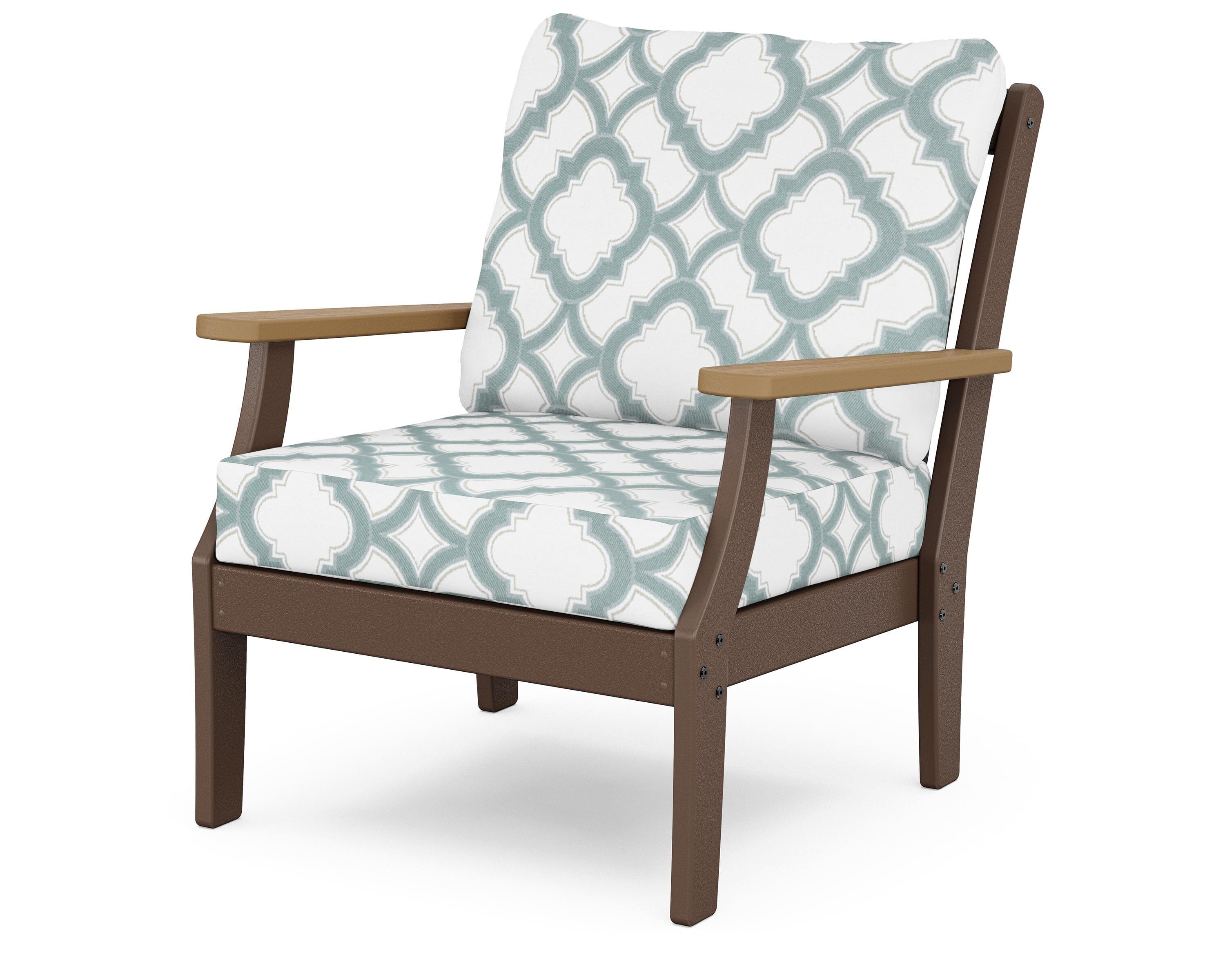 POLYWOOD® Braxton Deep Seating Chair in Mahogany / Natural / Trellis Glacier Spa
