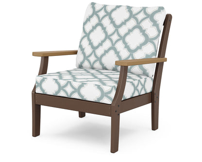 POLYWOOD® Braxton Deep Seating Chair in Mahogany / Natural / Trellis Glacier Spa