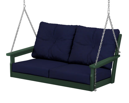 POLYWOOD® Vineyard Deep Seating Swing in Green / Navy