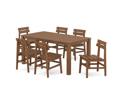 POLYWOOD® Modern Studio Plaza Chair 7-Piece Parsons Table Dining Set in Teak