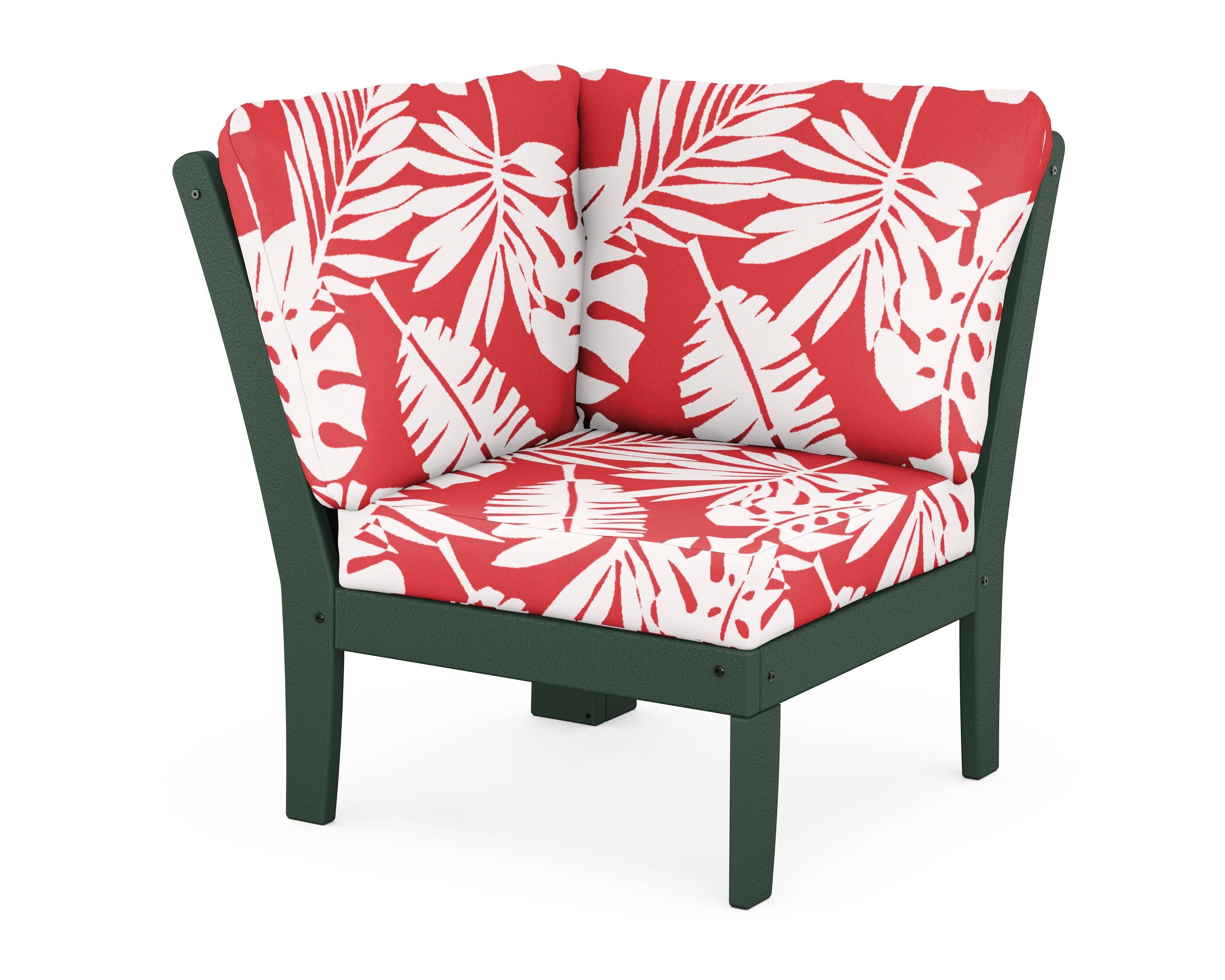 POLYWOOD® Braxton Modular Corner Chair in Green / Leaf Crimson