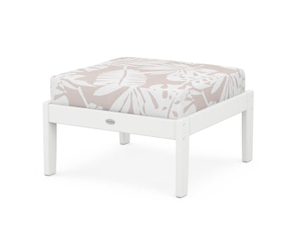 POLYWOOD® Braxton Deep Seating Ottoman in White / Leaf Dune Burlap