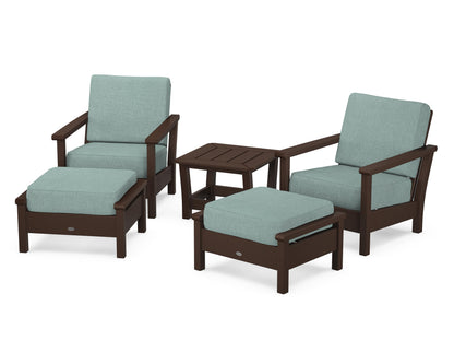 POLYWOOD® Harbour 5-Piece Deep Seating Chair Set in Mahogany / Glacier Spa