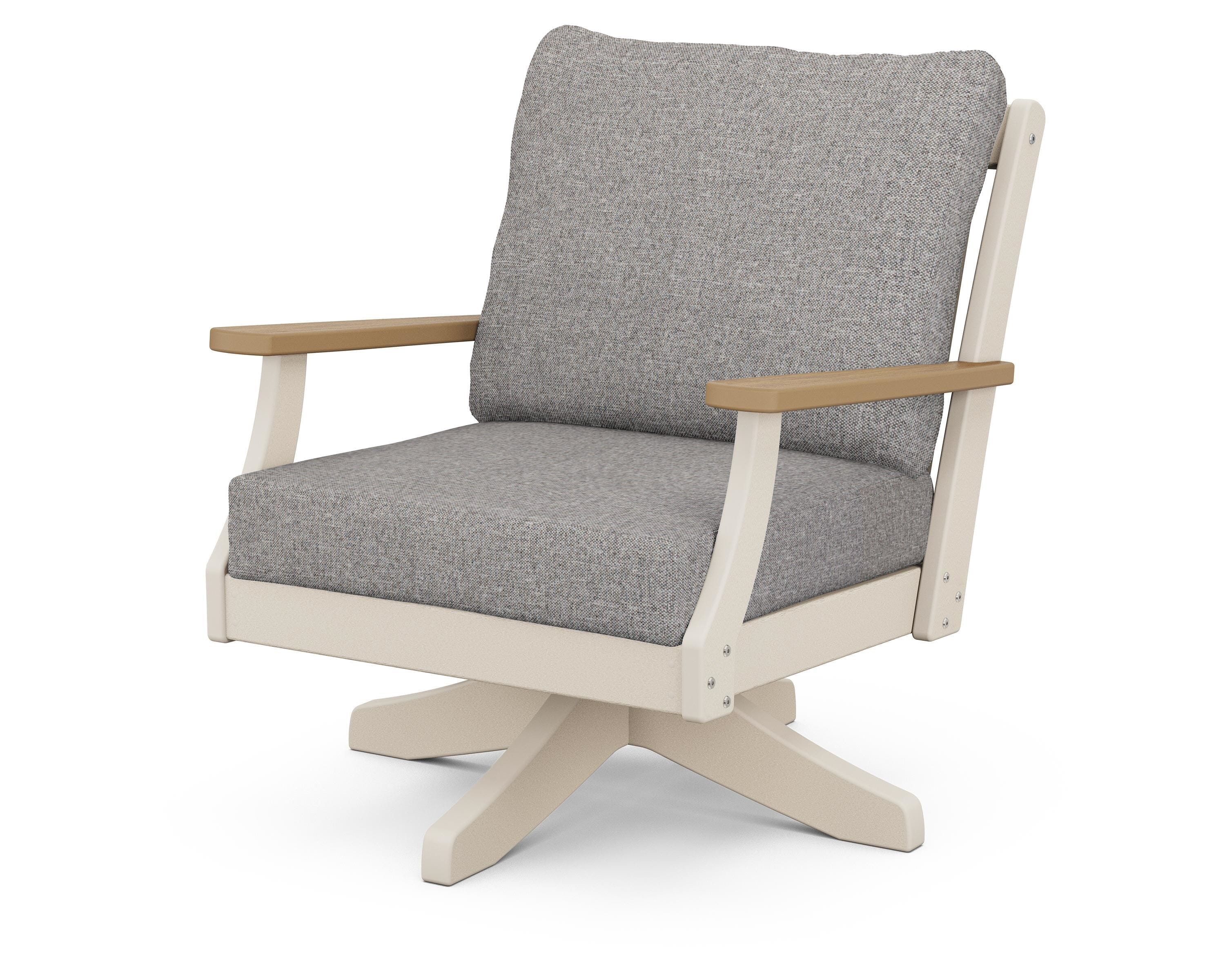 POLYWOOD® Braxton Deep Seating Swivel Chair in Sand / Natural / Grey Mist