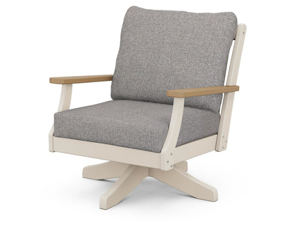 POLYWOOD® Braxton Deep Seating Swivel Chair in Sand / Natural / Grey Mist