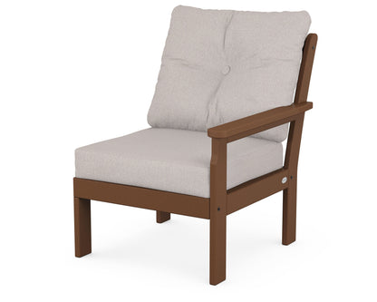 POLYWOOD® Vineyard Modular Right Arm Chair in Teak / Dune Burlap