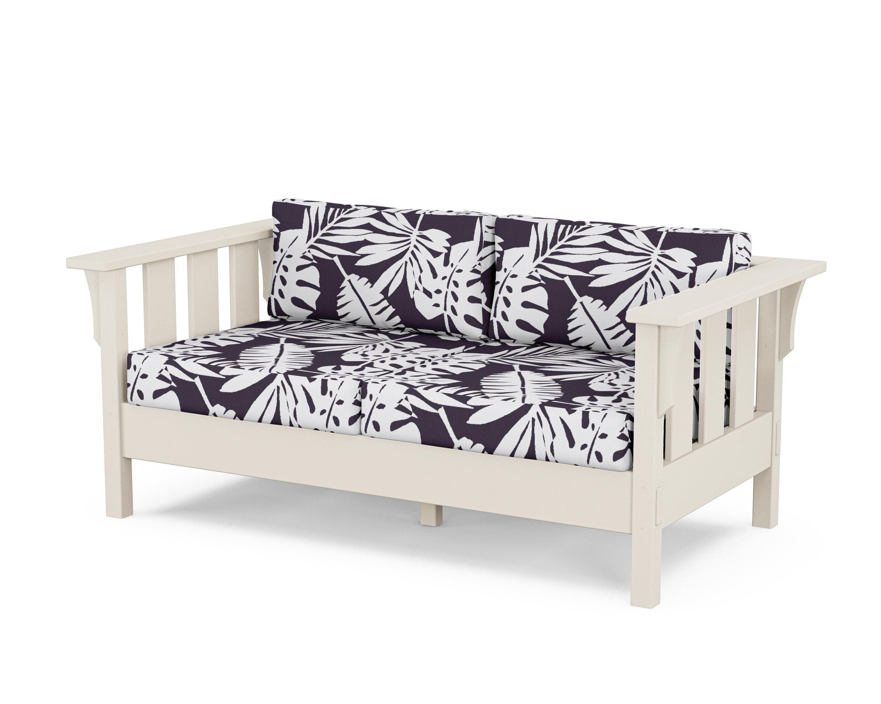 Martha Stewart by POLYWOOD® Acadia Deep Seating Loveseat in Sand / Leaf Navy