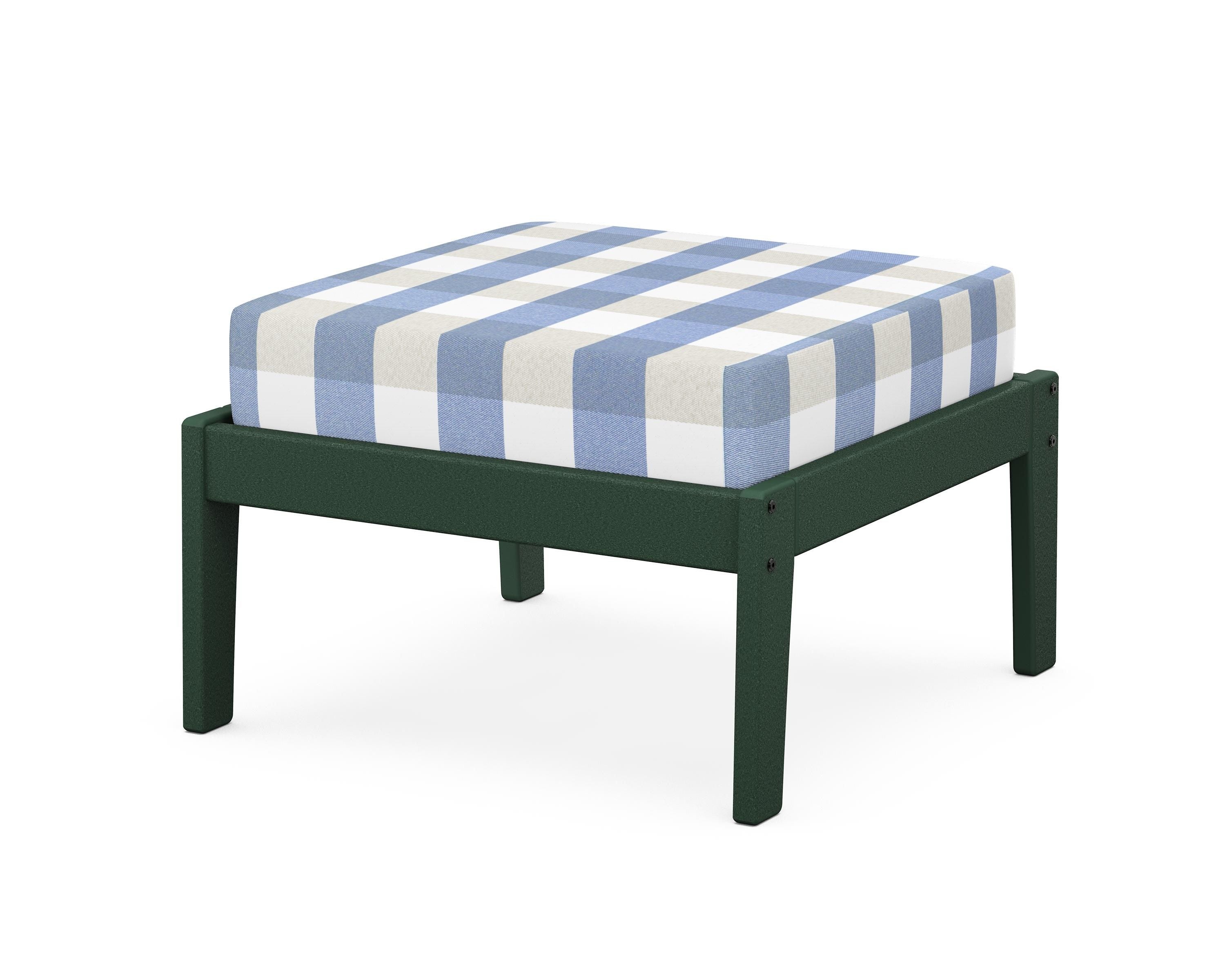 Unbranded Deep Seating Ottoman in Green / Buffalo Plaid Sky Blue