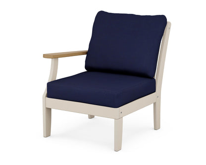 POLYWOOD® Braxton Modular Left Arm Chair in Sand / Natural / Navy