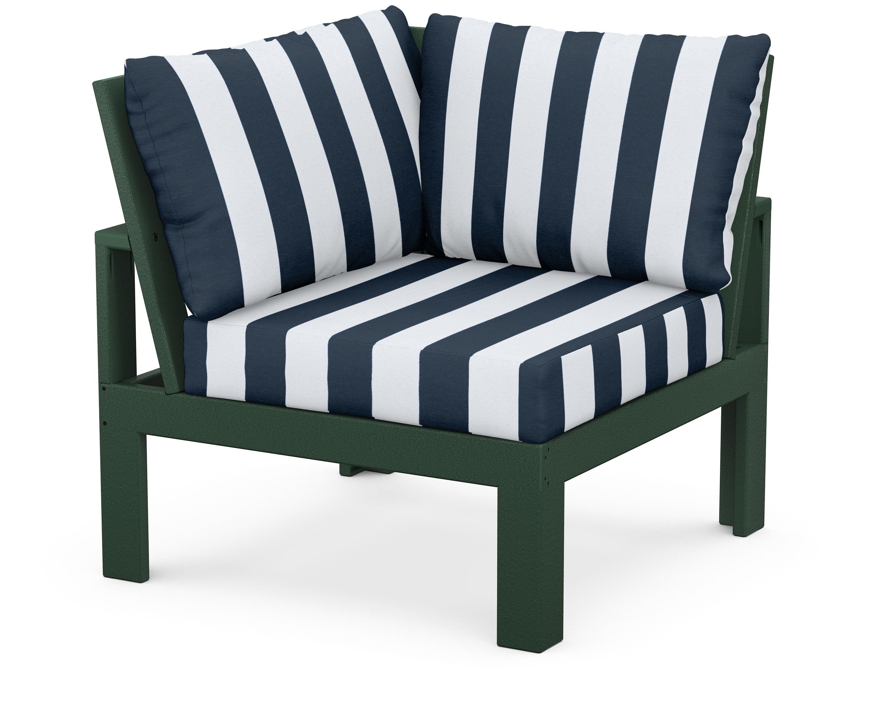 Unbranded Modular Corner Chair in Green / Cabana Stripe Marine Indigo