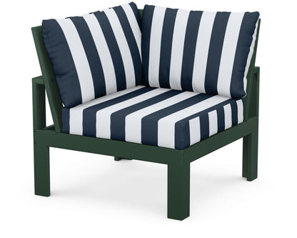 Unbranded Modular Corner Chair in Green / Cabana Stripe Marine Indigo