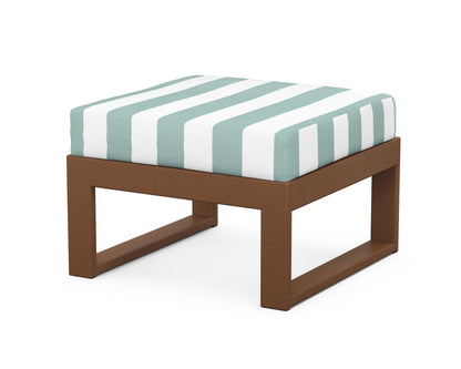Unbranded Modular Ottoman - Modern in Teak / Cabana Stripe Glacier Spa