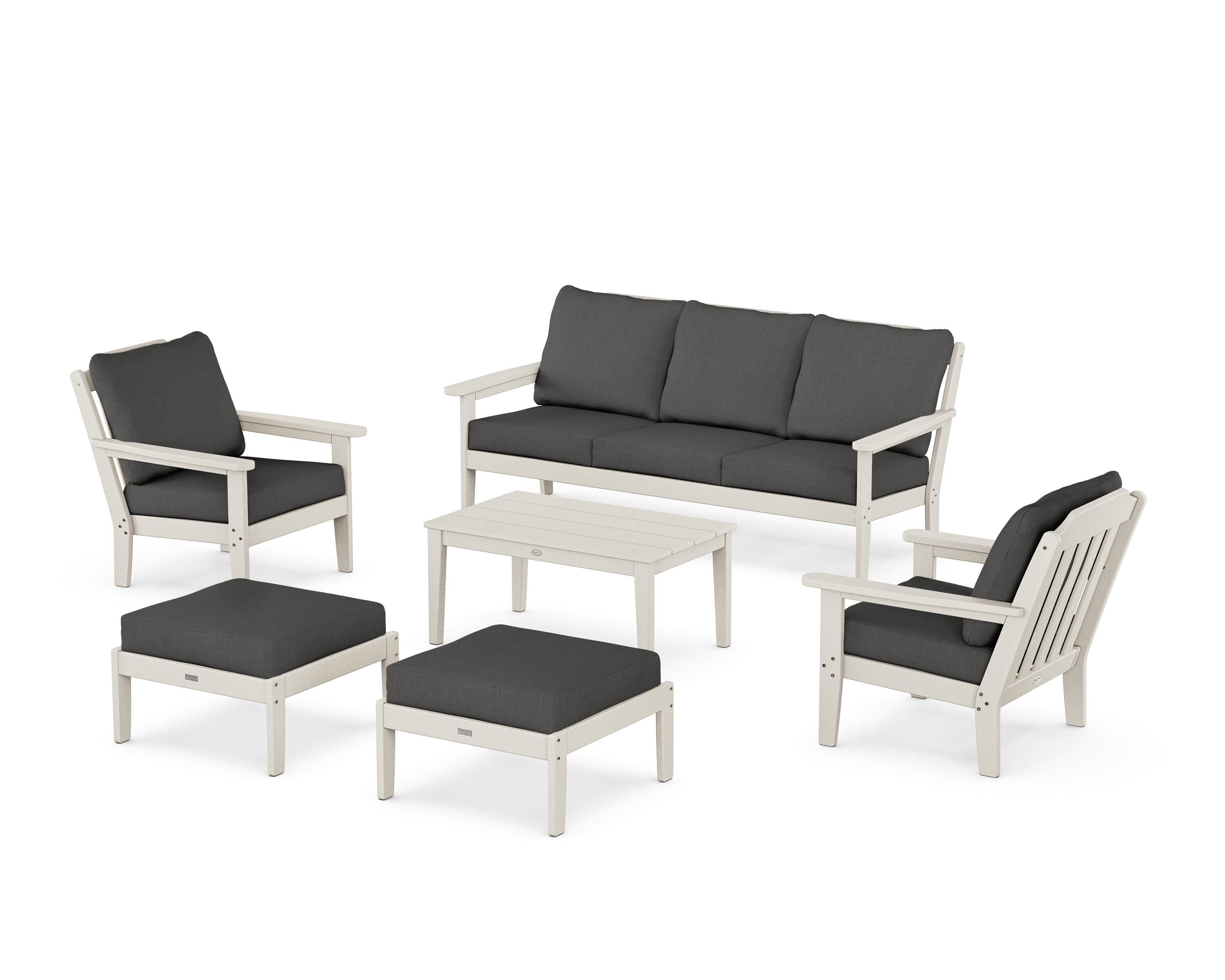 Country Living Cottage 6-Piece Lounge Sofa Set in Sand / Spectrum Carbon