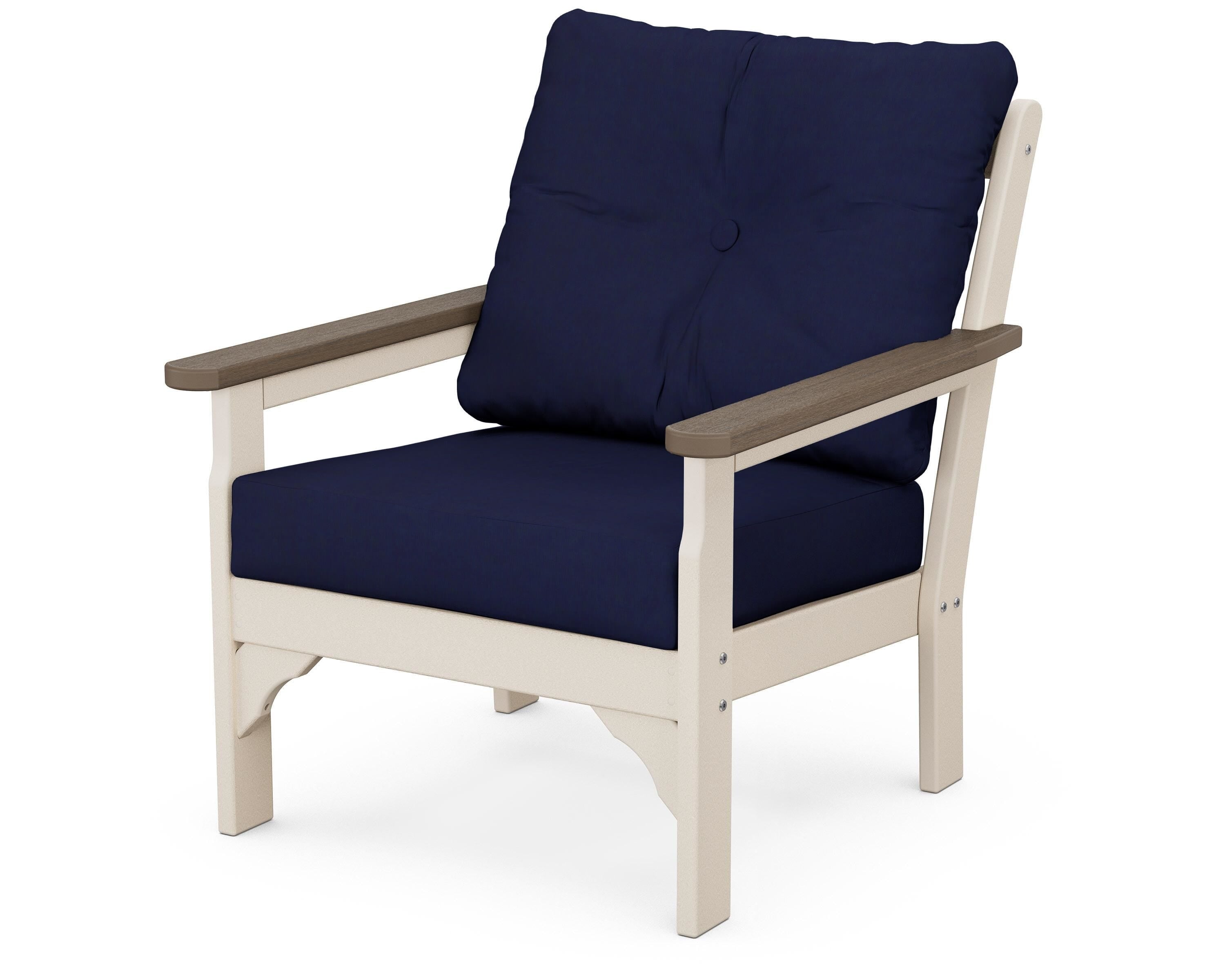 POLYWOOD® Vineyard Deep Seating Chair in Sand / Kona / Navy