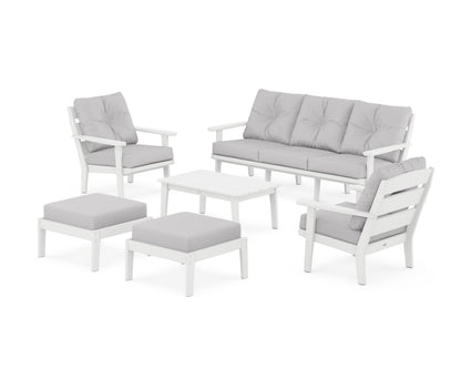 POLYWOOD® Lakeside 6-Piece Lounge Sofa Set in White / Granite