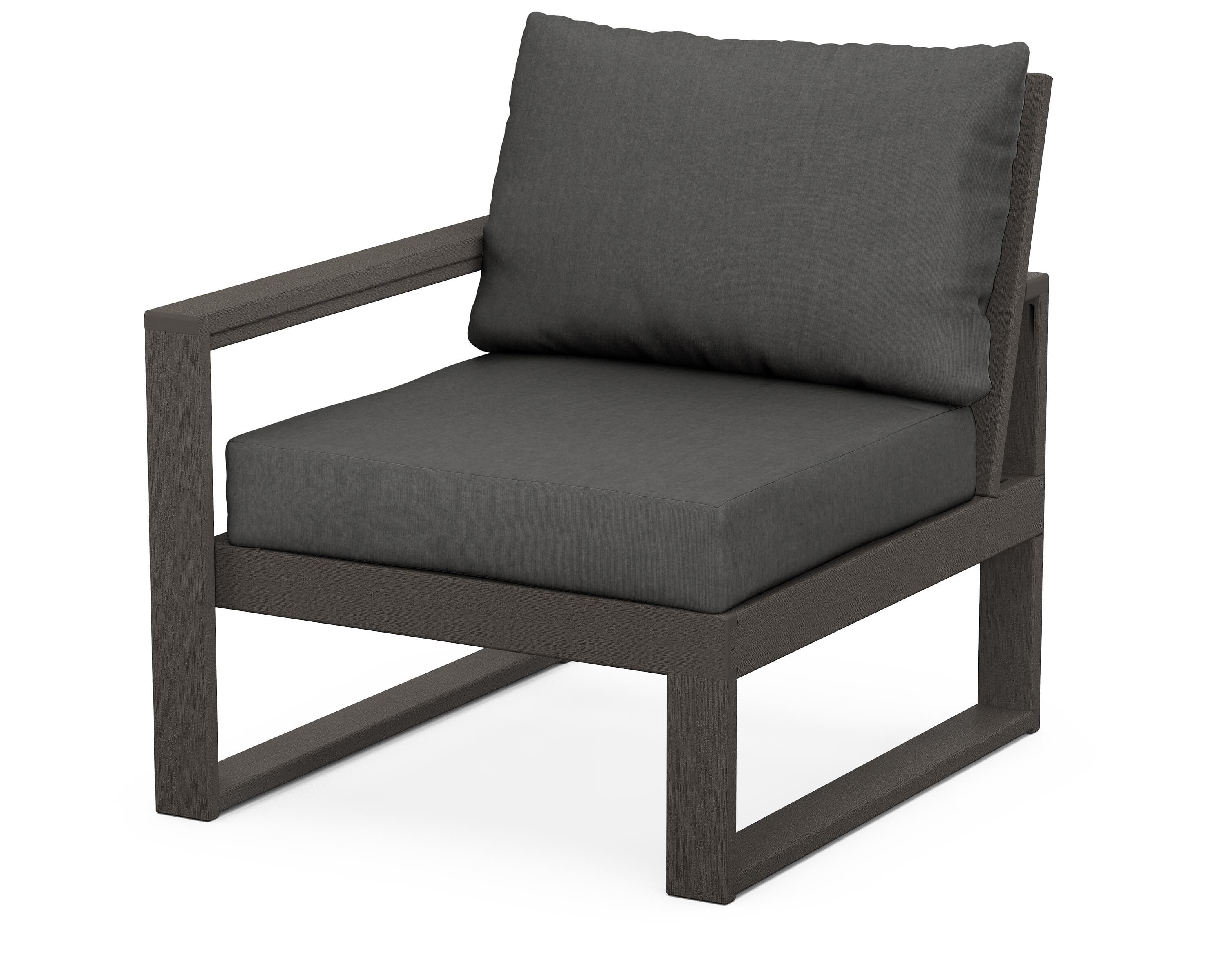 POLYWOOD® EDGE Modular Left Arm Chair in Vintage Coffee / Spectrum Carbon