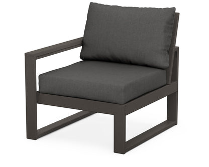 POLYWOOD® EDGE Modular Left Arm Chair in Vintage Coffee / Spectrum Carbon