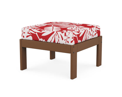 POLYWOOD® Vineyard Modular Ottoman in Teak / Leaf Crimson