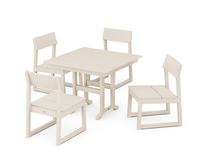 POLYWOOD® EDGE Side Chair 5-Piece Farmhouse Dining Set in Sand