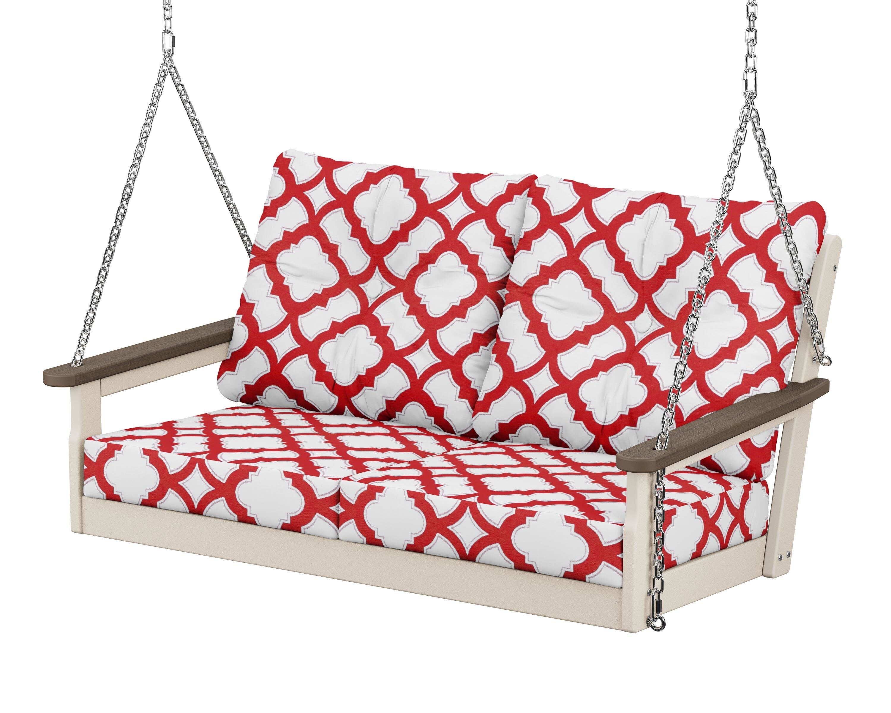 POLYWOOD® Vineyard Deep Seating Swing in Sand / Kona / Trellis Crimson