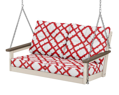 POLYWOOD® Vineyard Deep Seating Swing in Sand / Kona / Trellis Crimson
