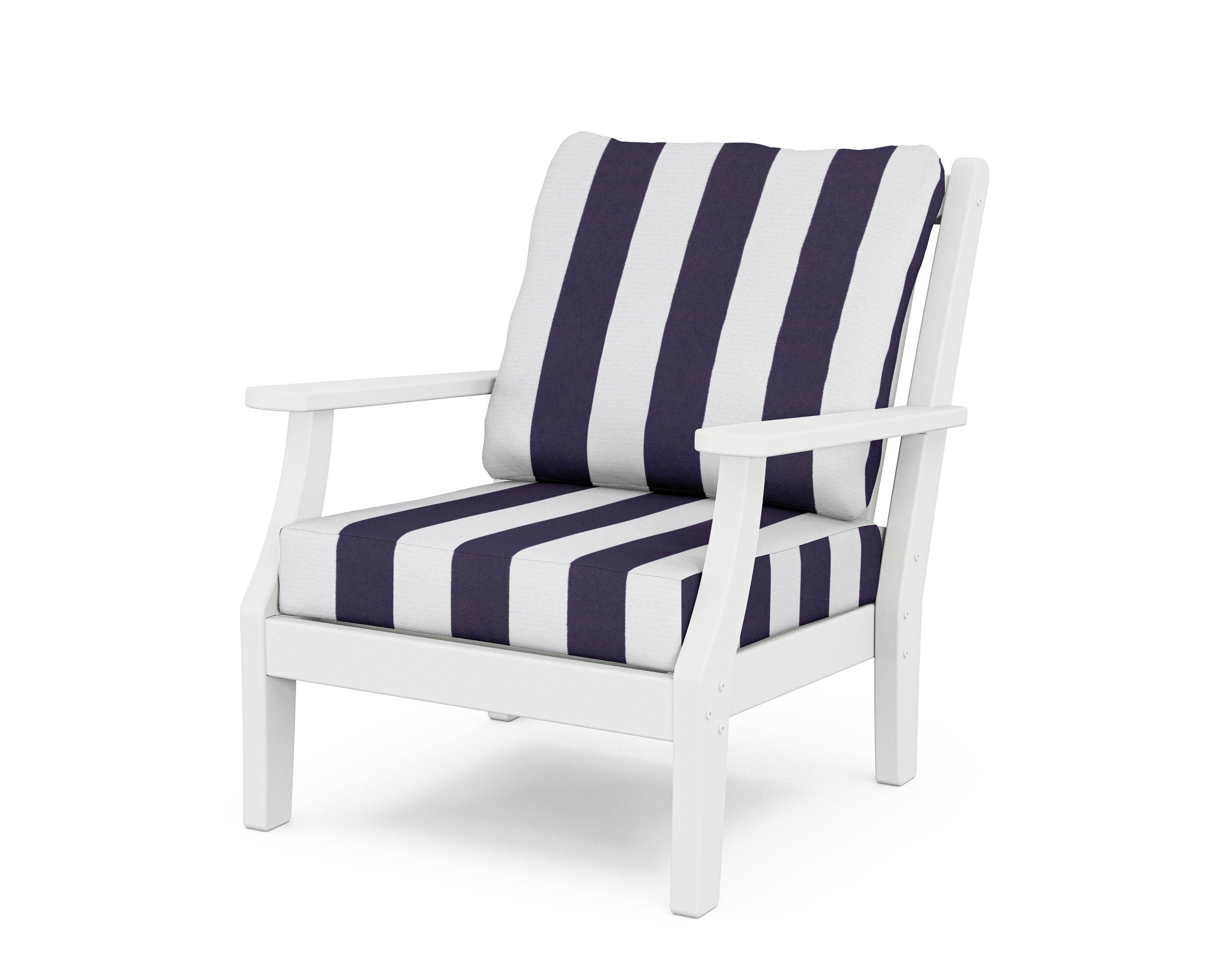 Country Living Wovendale Deep Seating Chair in White / Cabana Stripe Navy