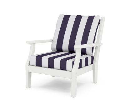 Country Living Wovendale Deep Seating Chair in White / Cabana Stripe Navy