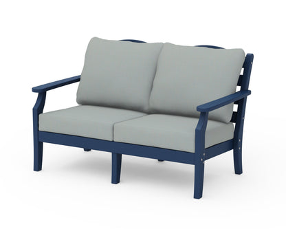 Draper James™ by  POLYWOOD® Savannah Deep Seating Loveseat in Navy / Spa