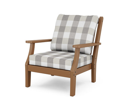 Country Living Wovendale Deep Seating Chair in Teak / Buffalo Plaid Grey Mist