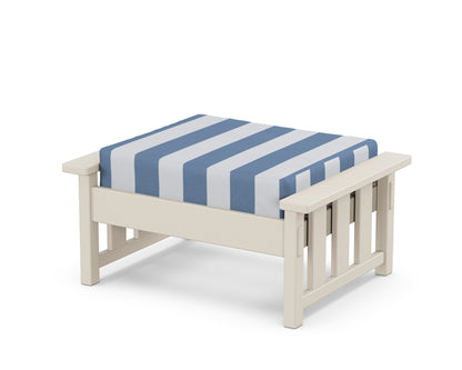Martha Stewart by POLYWOOD® Acadia Deep Seating Ottoman in Sand / Cabana Stripe Sky Blue