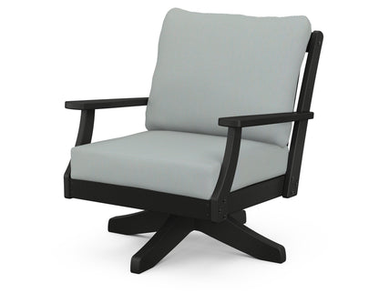 POLYWOOD® Braxton Deep Seating Swivel Chair in Black / Spa