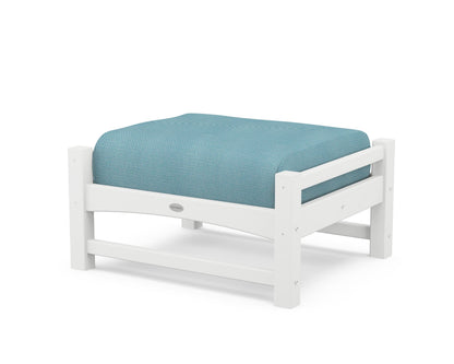POLYWOOD® Club Ottoman in White / Lattice Sky Blue