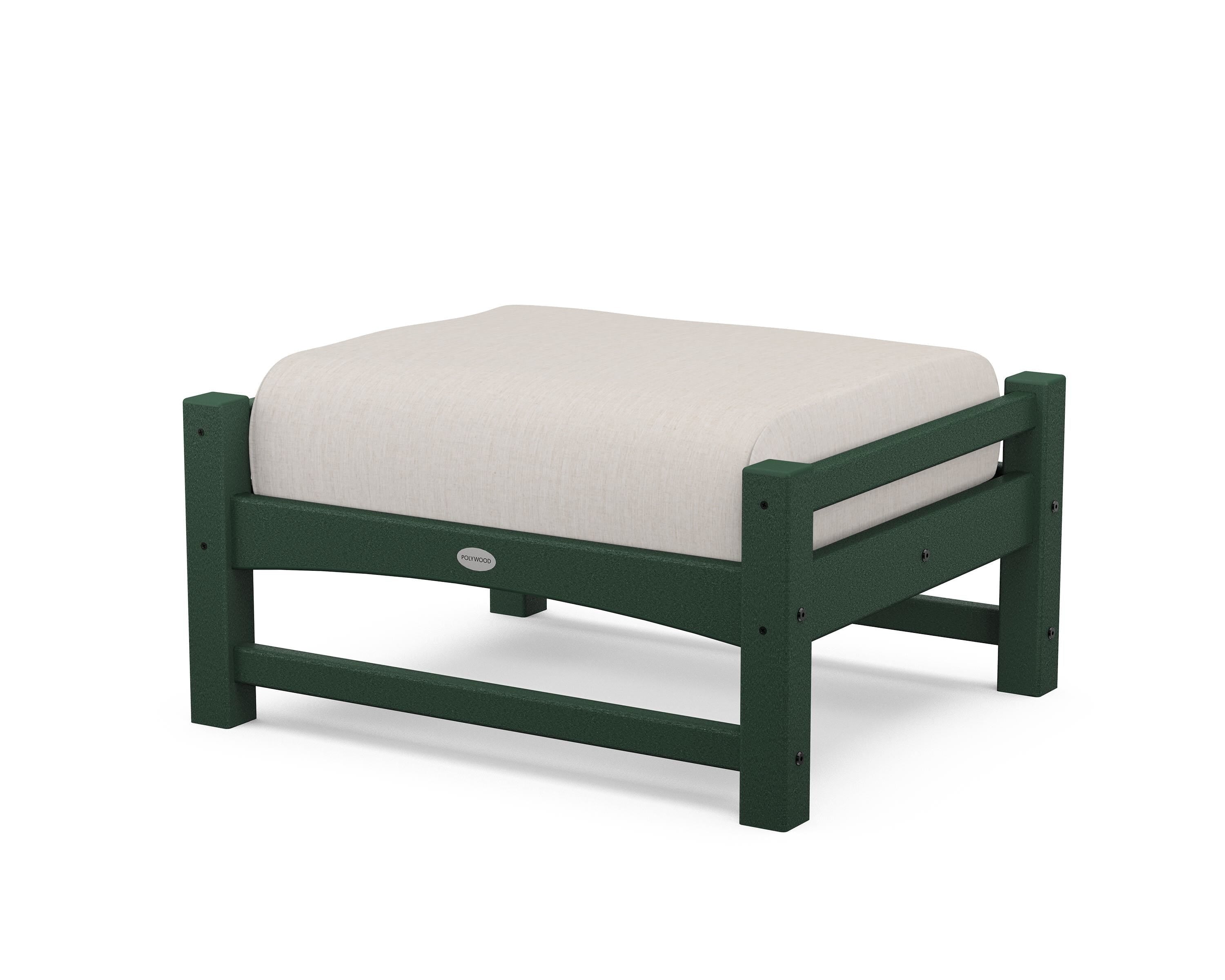 POLYWOOD® Club Ottoman in Green / Cast Ash