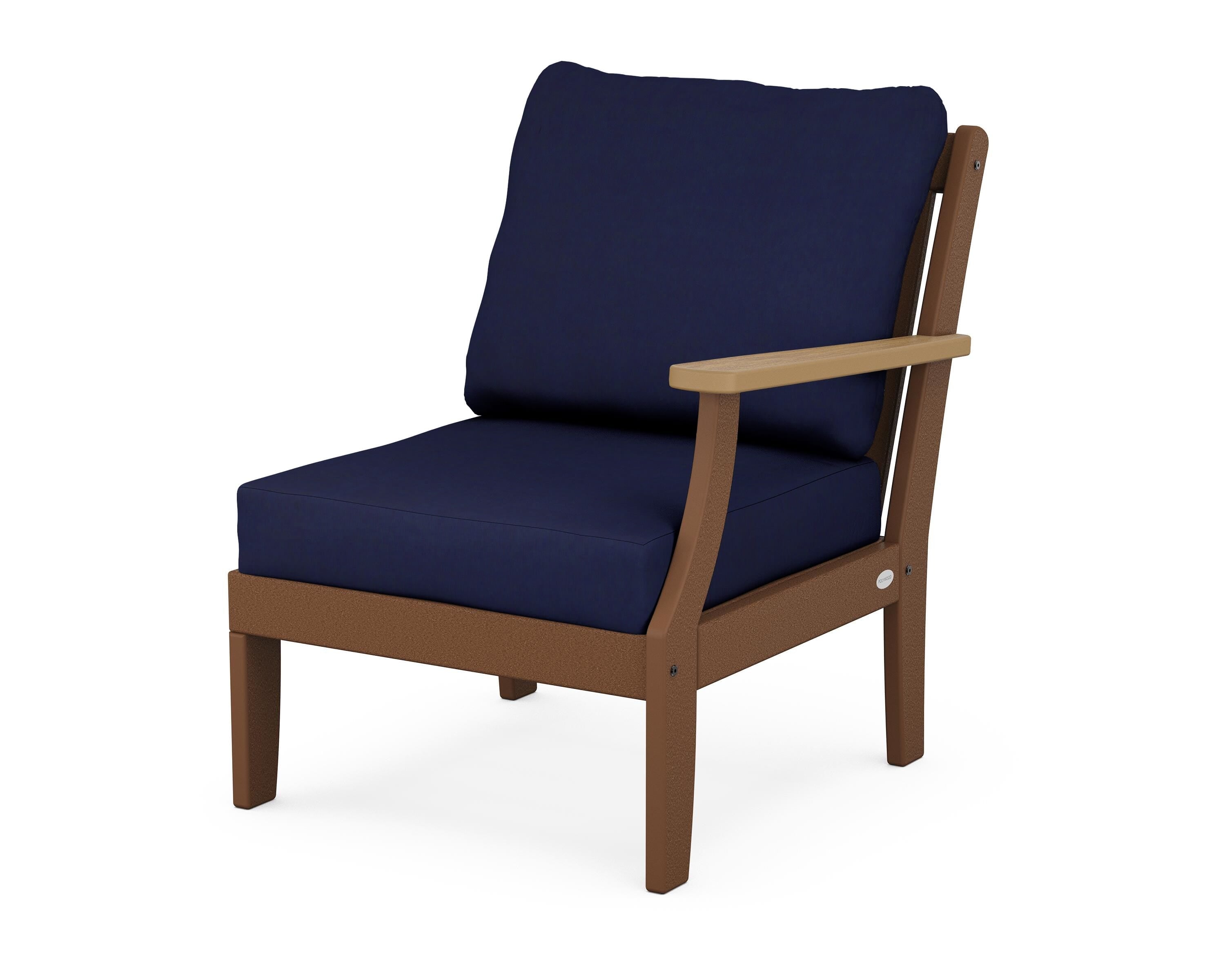 POLYWOOD® Braxton Modular Right Arm Chair in Teak / Natural / Navy