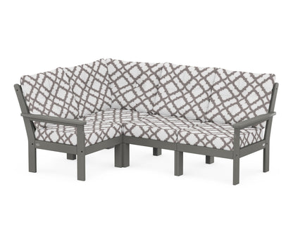 POLYWOOD® Vineyard 4-Piece Sectional in Slate Grey / Trellis Grey Mist