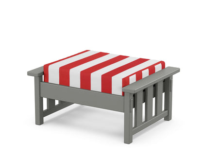 Martha Stewart by POLYWOOD® Acadia Deep Seating Ottoman in Slate Grey / Cabana Stripe Crimson