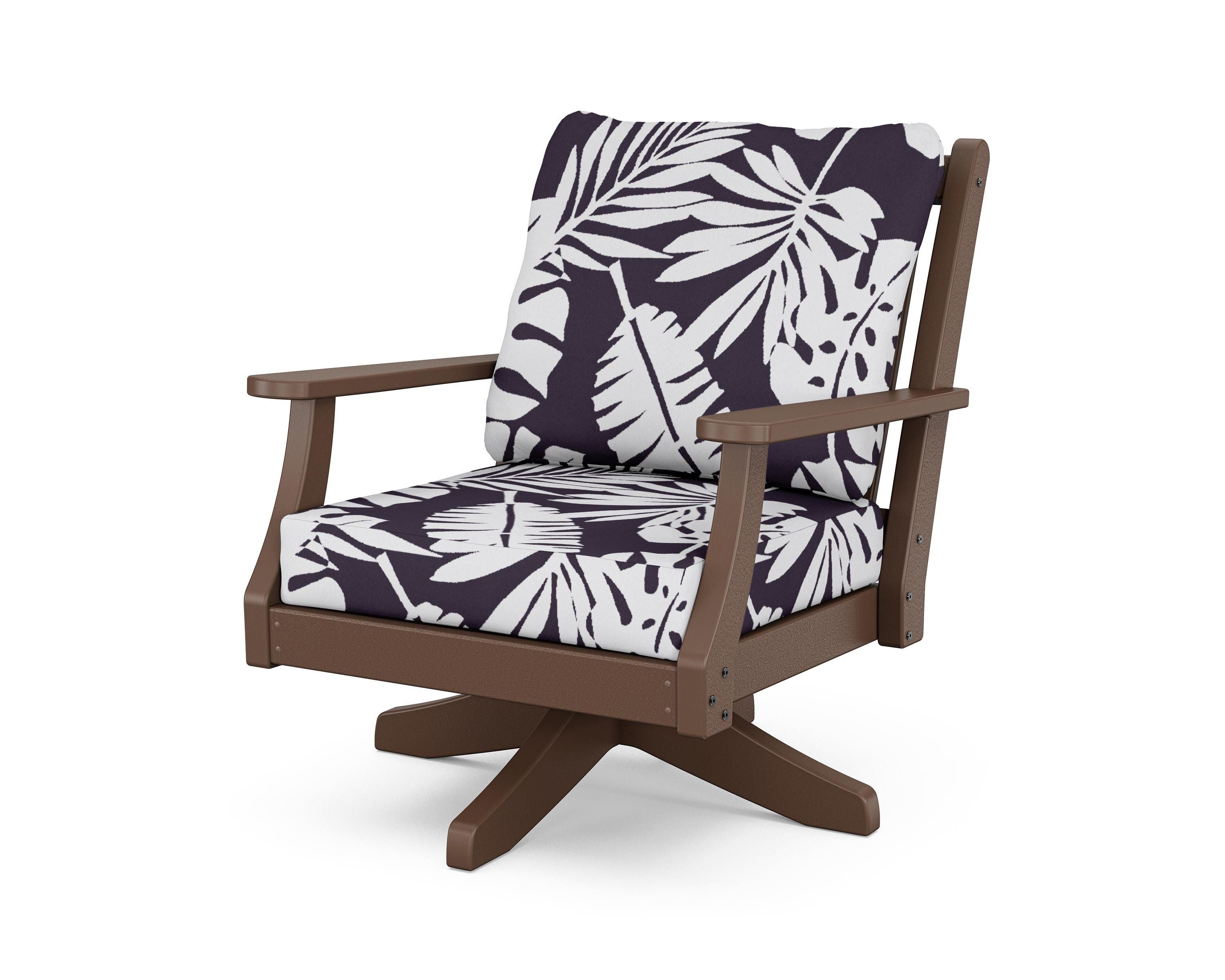 Country Living Wovendale Deep Seating Swivel Chair in Mahogany / Leaf Navy
