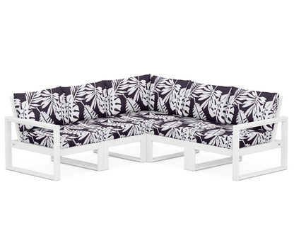 POLYWOOD® EDGE 5-Piece Modular Deep Seating Set in White / Leaf Navy