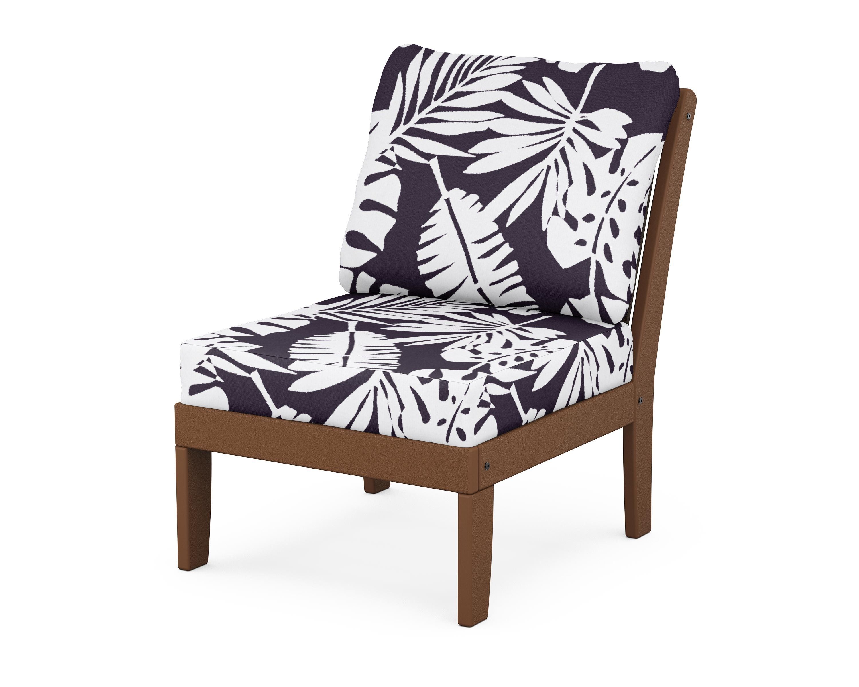 POLYWOOD® Braxton Modular Armless Chair in Teak / Leaf Navy
