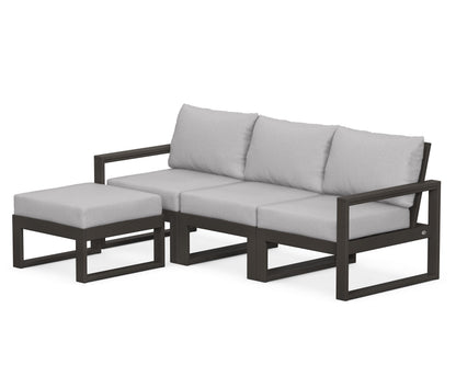 POLYWOOD® EDGE 4-Piece Modular Deep Seating Set with Ottoman in Vintage Coffee / Granite