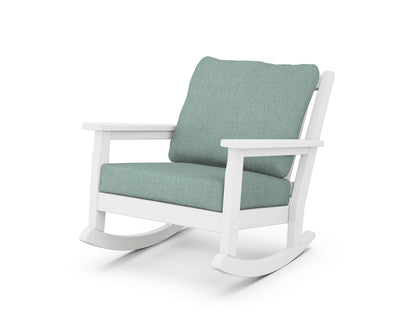 POLYWOOD® Chippendale Deep Seating Rocking Chair in White / Glacier Spa