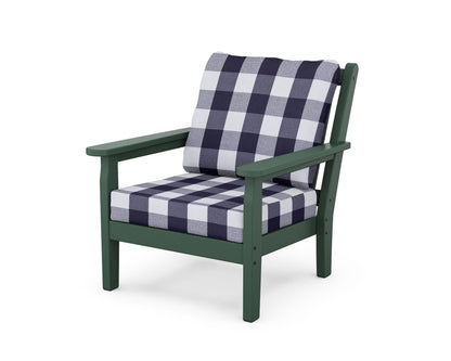 POLYWOOD® Chippendale Deep Seating Chair in Green / Buffalo Plaid Navy