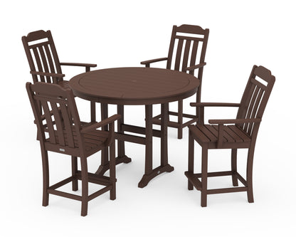 Country Living Cottage 5-Piece Round Counter Set in Mahogany