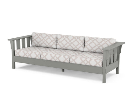 Martha Stewart by POLYWOOD® Acadia Deep Seating Sofa in Slate Grey / Trellis Dune Burlap
