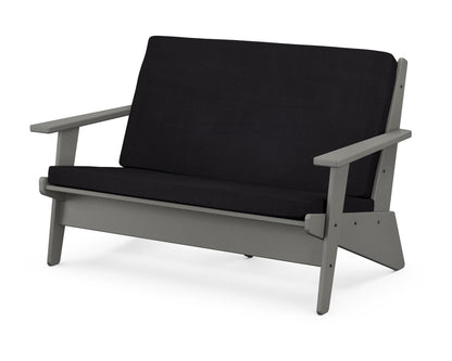POLYWOOD® Riviera Modern Lounge Loveseat in Slate Grey / Midnight Linen
