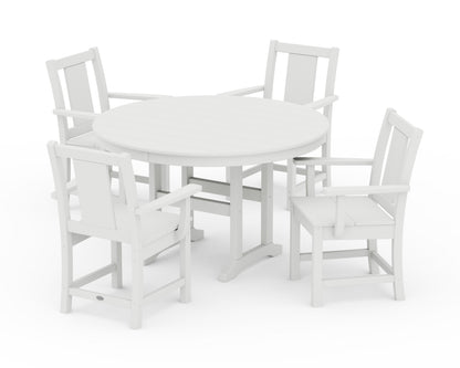 POLYWOOD® Prairie 5-Piece Round Farmhouse Dining Set in White